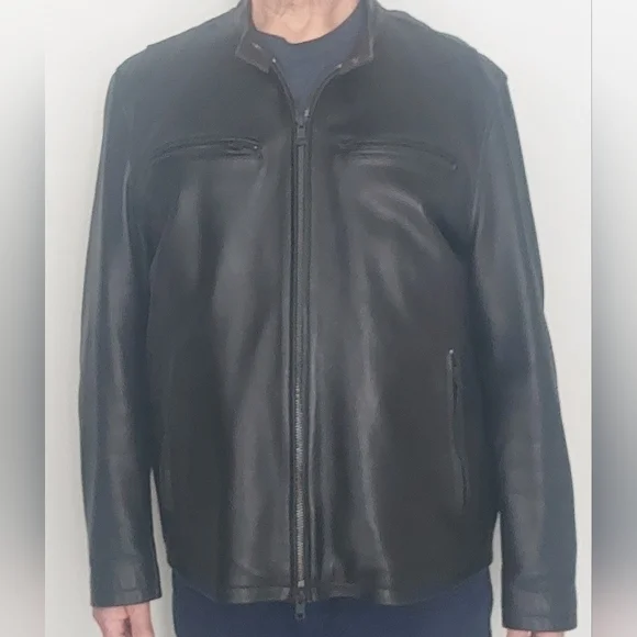 VINCE CAMUTO, Size XXL, black Leather Jacket. 2 in 1 removable Vest - Picture 1 of 10